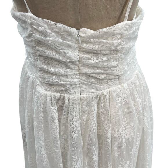 Lulus Charismatic Sweetie White Lace Ruched Tie-Strap Midi Dress Size‎ XL - Picture 8 of 14